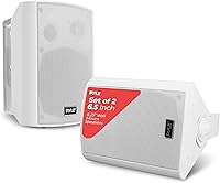 Pyle 6.5" Waterproof Bluetooth Wall Mount Speakers - Marine Grade 300W Amp, Indoor/Outdoor Patio Pool Stereo, Rustproof White Pair