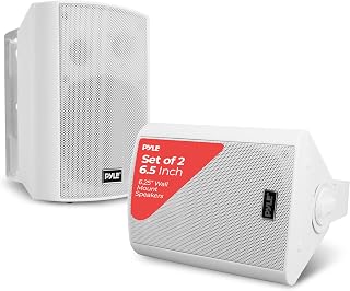 Pyle 6.5" Waterproof Bluetooth Wall Mount Speakers - Marine Grade 300W Amp, Indoor/Outdoor Patio Pool Stereo, Rustproof White Pair