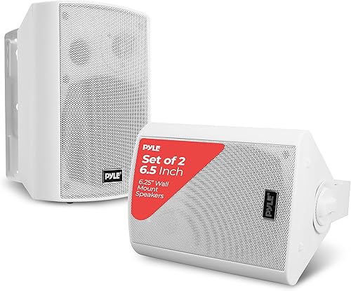 Pyle Sistema de altavoces impermeables de montaje en pared de 6.5 pulgadas para sistema de sonido envolvente Bluetooth inalámbrico en interiores o