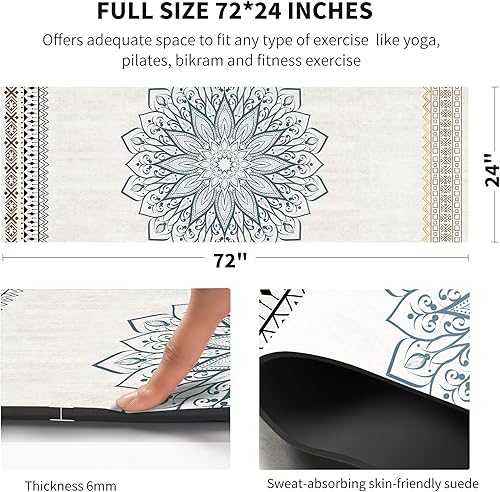 Miniatura 3 de nuveti Yoga Mat Print Extra Thick TPE Non Slip Fitness Exercise Mat with Carrying Bag,72"x24" Extra Thick 6MM Exercise & Workout Mat for Yoga,