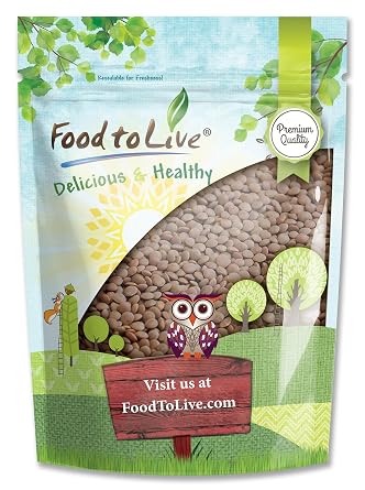Food to Live - Whole Red Lentils, 2.5 Pounds Dry Raw Beans, Sproutable, Vegan, Kosher, Bulk. Easy to Cook. Good Source of Folate, Fiber, and Protein. Perfect for Lentil Soup, Stews, and Curry.