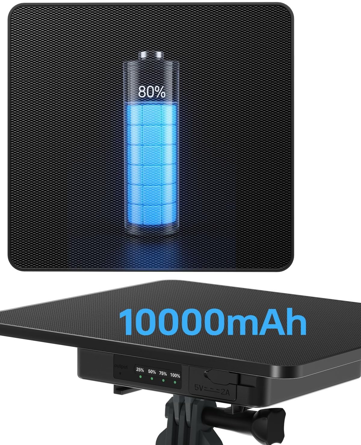 KJK 6W Trail Camera Solar Panels, Solar Battery Charger 12 Volt, Waterproof Hunting Accessory, Ideal for 24/7 Wildlife Monitoring, Compatible with All Wireless/Cellular Trail Cameras, 10000mAh Battery