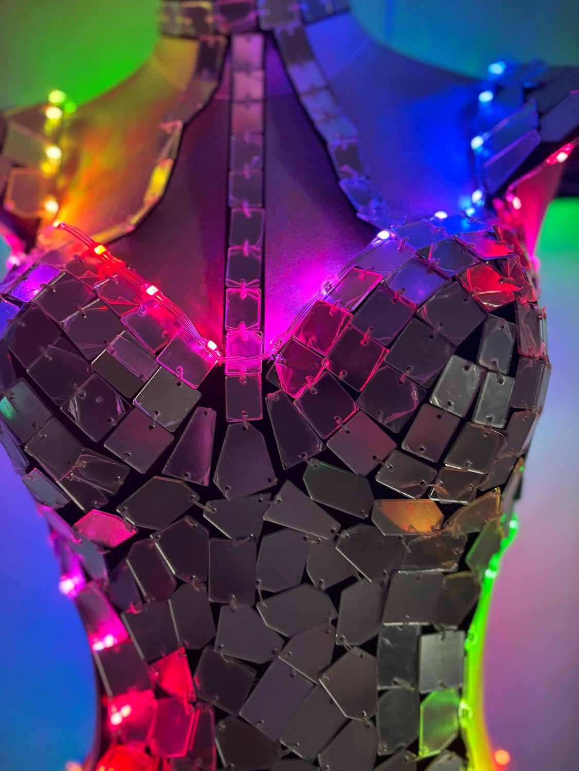 Earthradius LED Mirror Bodysuit Women Dance Costume GoloSilver Sequins Fly Shoulder Hollow Out RaveOutfit Stage