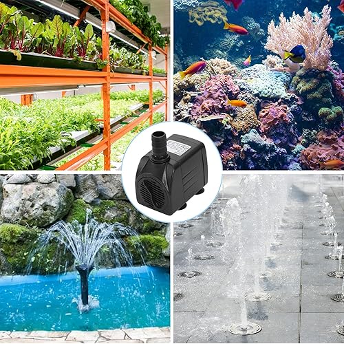 Miniatura 6 de alizzy Bomba de agua sumergible pequeña de 400 GPH (1500 LH, 25 W), bomba de fuente de agua ultra silenciosa con elevación de 6.5 pies de alto y