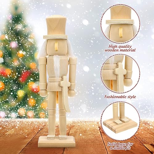 Miniatura 6 de Figuras de cascanueces de madera sin pintar, juguete de pintura en blanco, juguete de cascanueces de Navidad, soldado para niños, regalo de