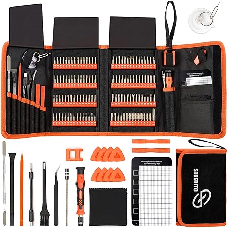 STREBITO Precision Screwdriver Set 142-Piece Electronic Repair Tool Kit with Torx T5 T6 T8 T15, Triwing Y000, Star P5, Gamebit, Tech Toolkit for Computer, Laptop, iPhone, Nintendo, PS5, Ring, Orange