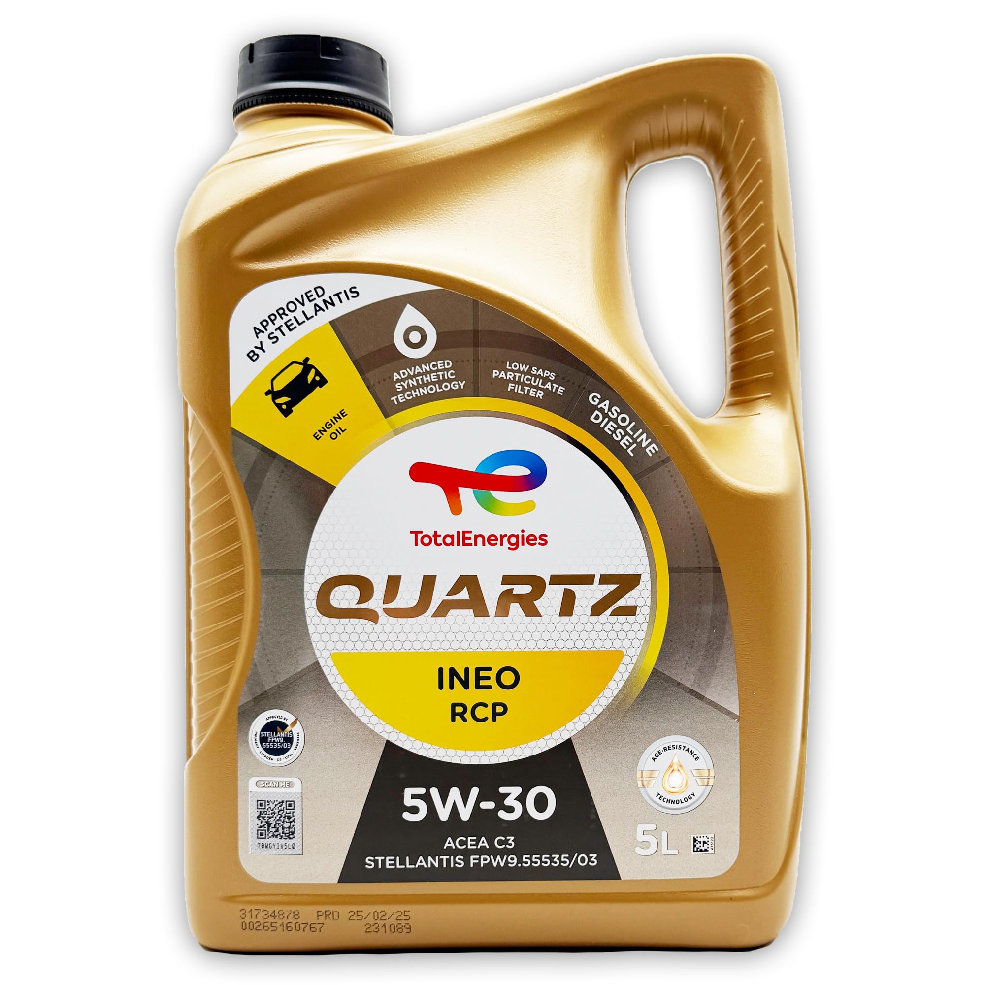 Total Quartz Ineo RCP 5W-30 | 8 L | kompatibel mit Stellantis FPW9.55535/03 | PSA B71 2290 | 8 Liter | mit Trichter |