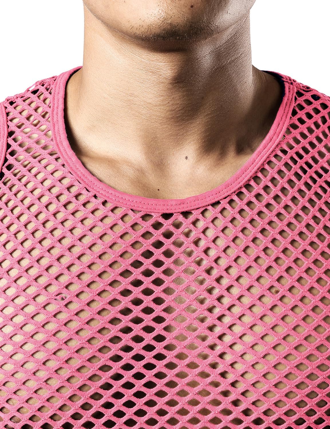JOGAL Men's Mesh Fishnet Fitted Sleeveless Muscle Top - Image 6