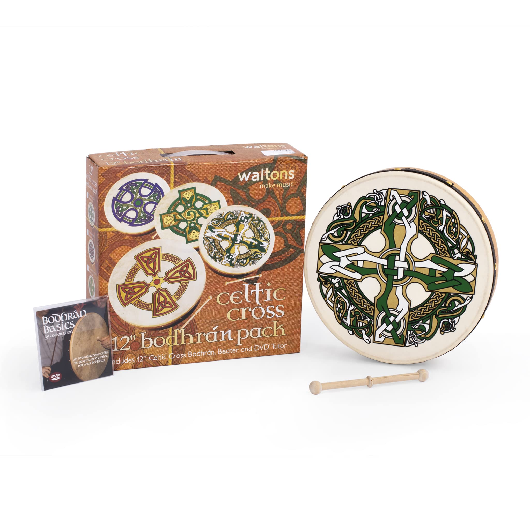Percussion Plus Bodhran 12" Gaelic Cross with tipper beater, 12" diameter