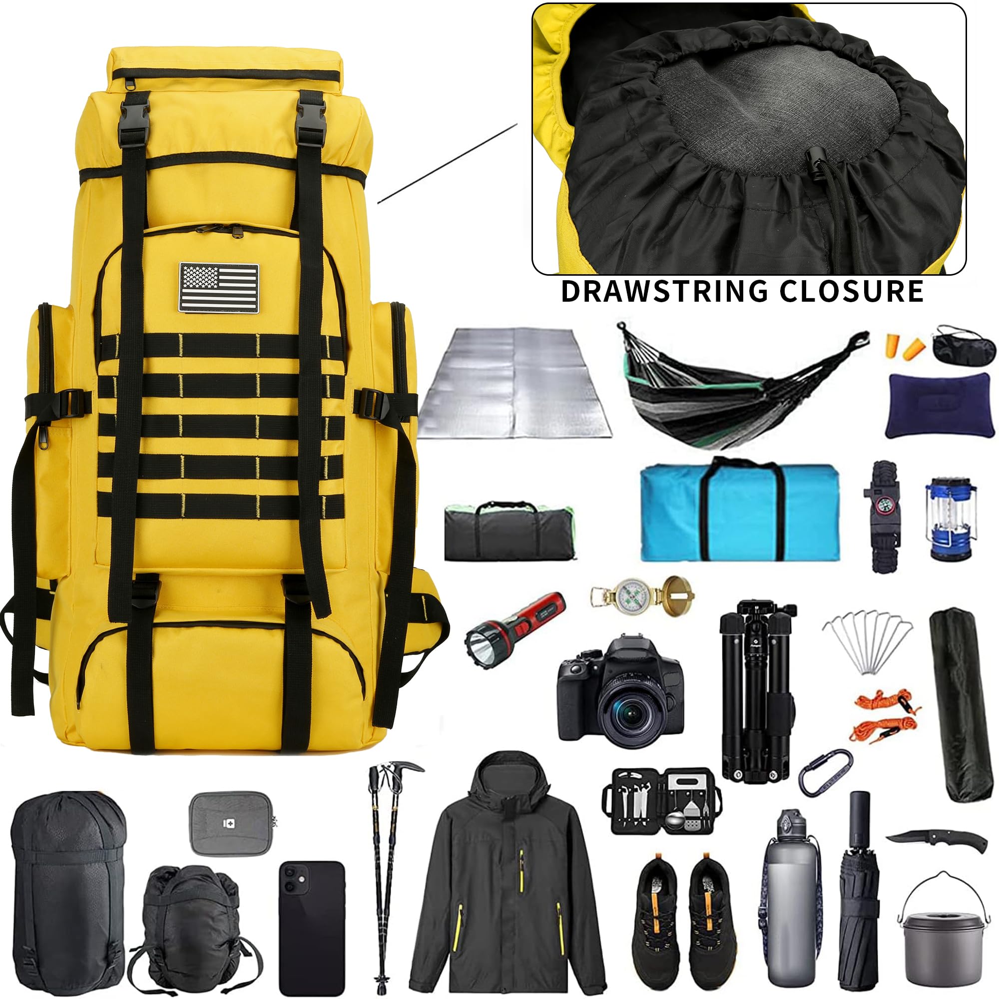 Wanderrucksack für Herren, 70 l/100 l, Camping-Rucksack, Militärrucksack, Molle-Rucksack, 3 Tage Assault Pack zum Klettern