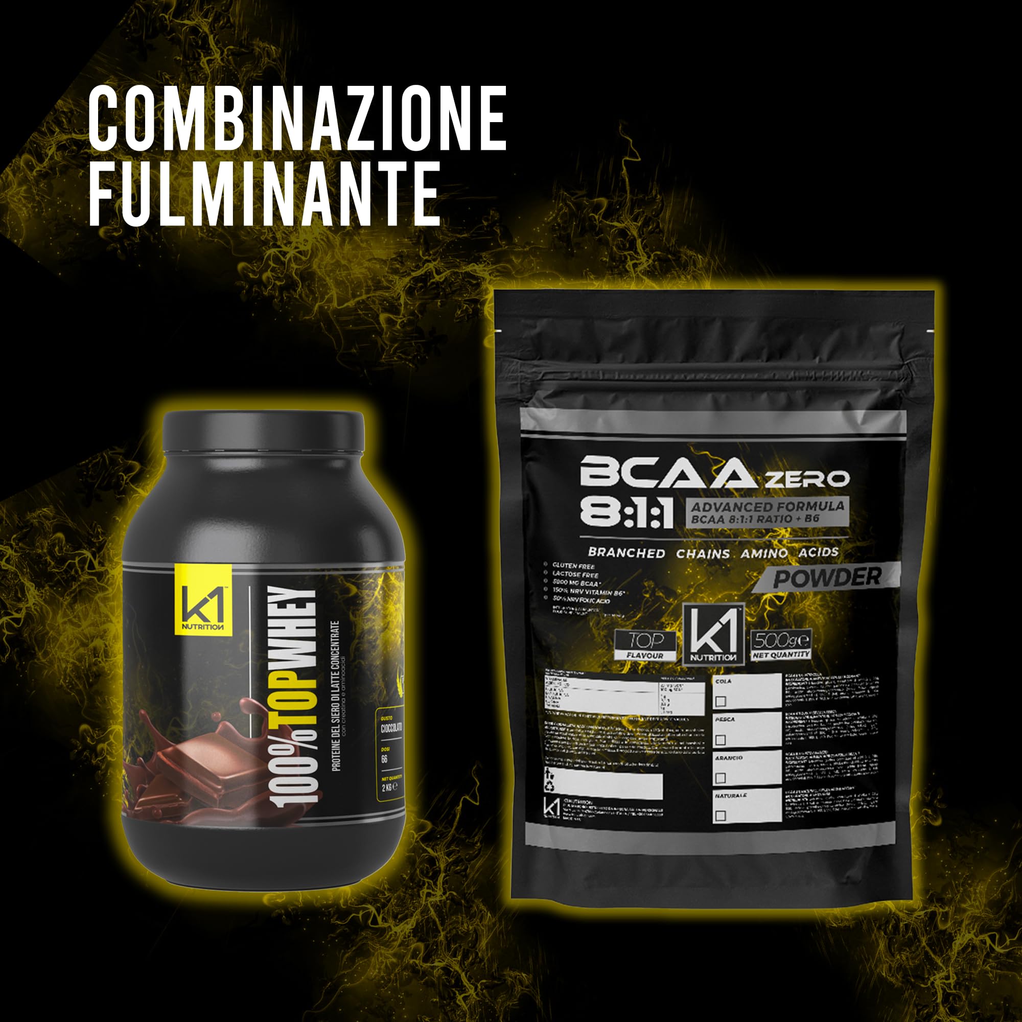 100% Top Whey 2Kg - Proteine in Polvere con Creatina - Whey Protein - Proteine del Siero del Latte con Creatina, Taurina e Aminoacidi - Gusto Cioccolato