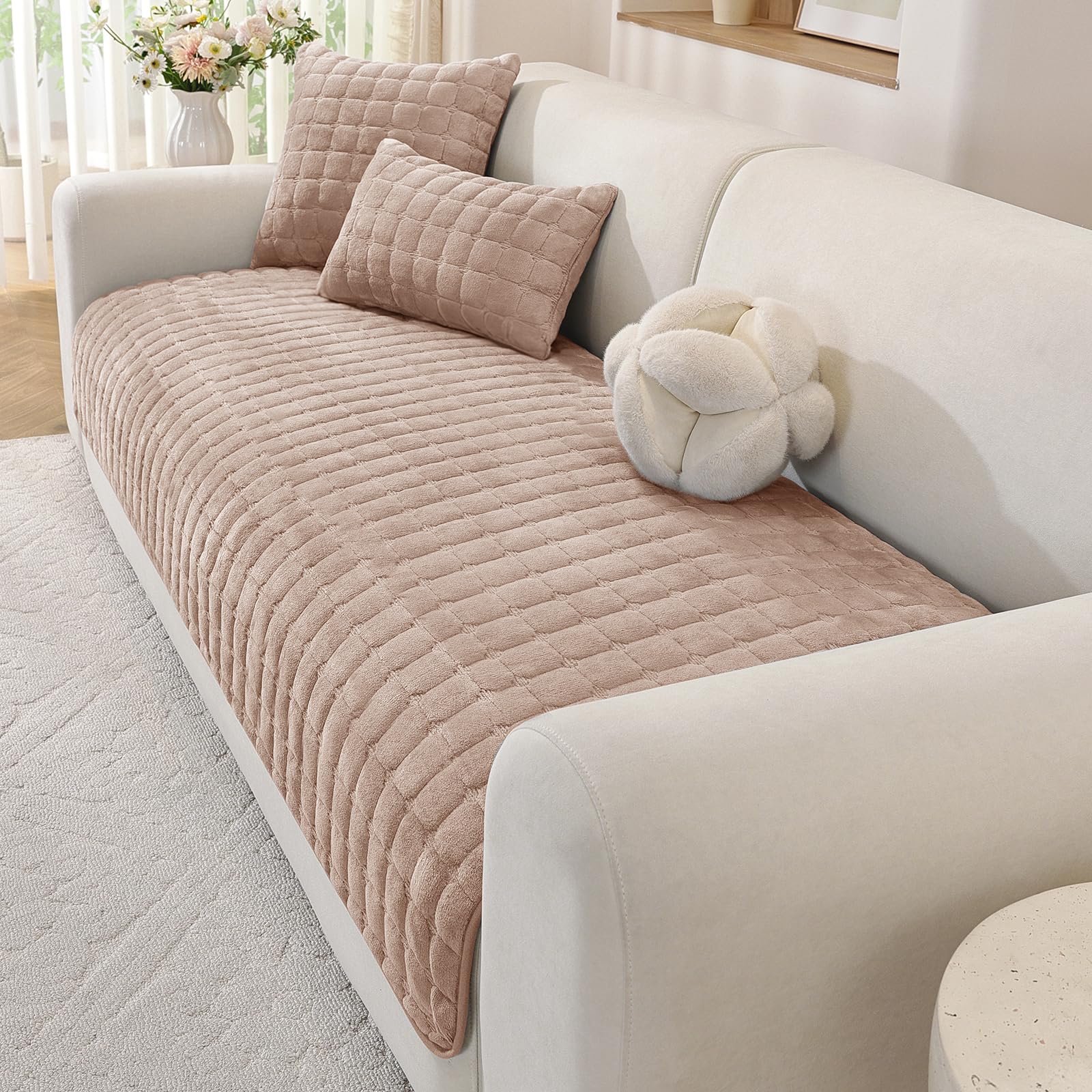 MAXIJIN Pet Couch Cover Washable, Thick Sofa Cover (Champagne, 70×180cm)