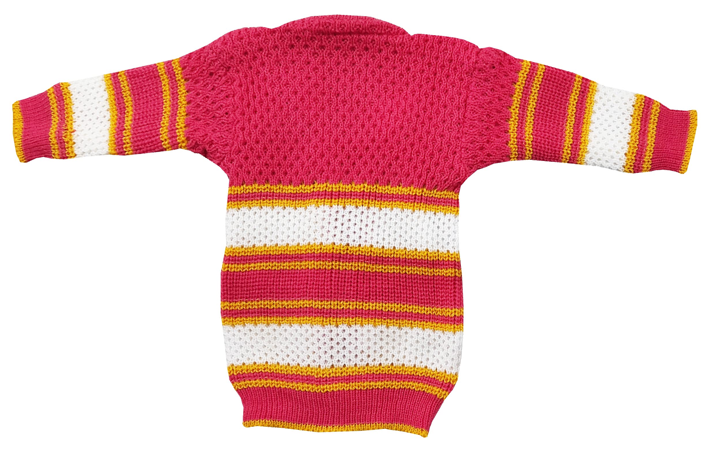 little PANDA Born Baby Sweater for Baby Boys & Baby Girls Woollen Full Sleeves, V Neck Sweater Top, Bottom, Cap & Booties Set (0-3 Months) (Rani) 2