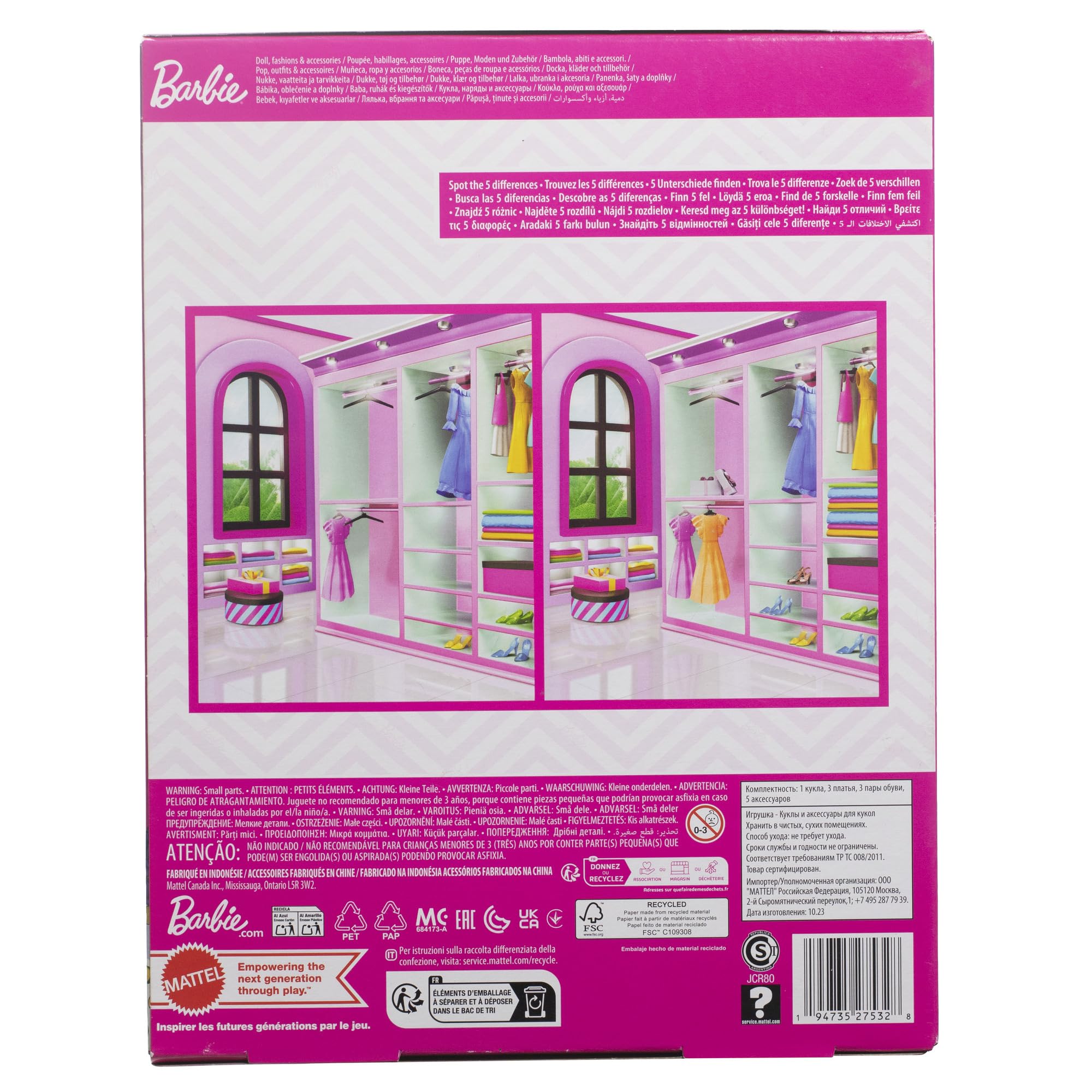 Barbie® 4 Komple Kıyafet ve Aksesuar ile Bebek, 3 ila 8 Yaşındakiler İçin Hediye