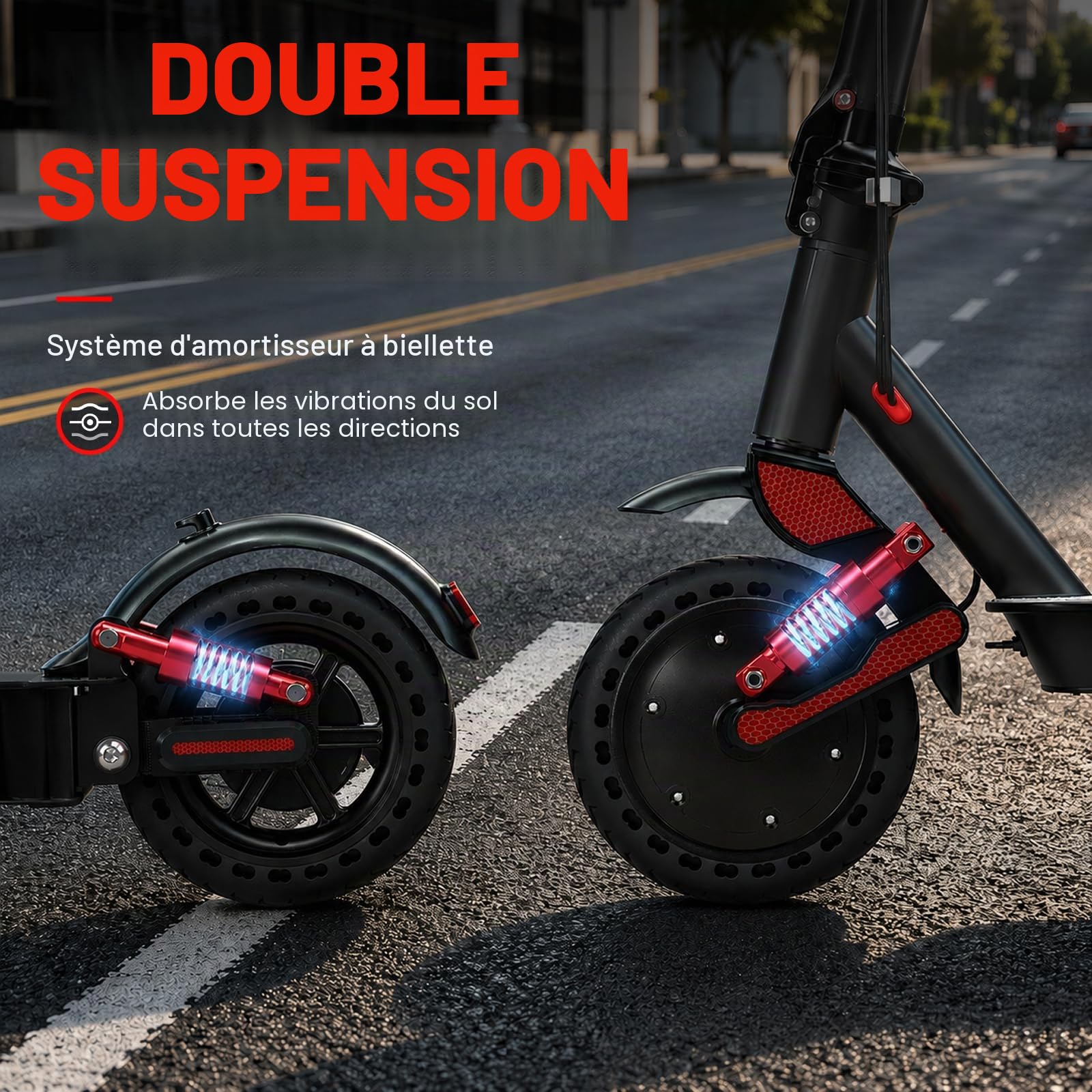 HX D06 Trottinette Électrique Adulte Pliable avec Batterie 16/25Ah, 500W et Double Suspensions, Autonomie 35-70 km Escooter, Vitesse Max 25 km/h, Pneu Plein 8.5", APP