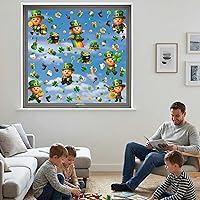 Vista 6 de WALPLUS Decoración de primavera para el Día de San Patricio, de doble cara, reutilizable, despegar y pegar, extraíble para ventana de duende
