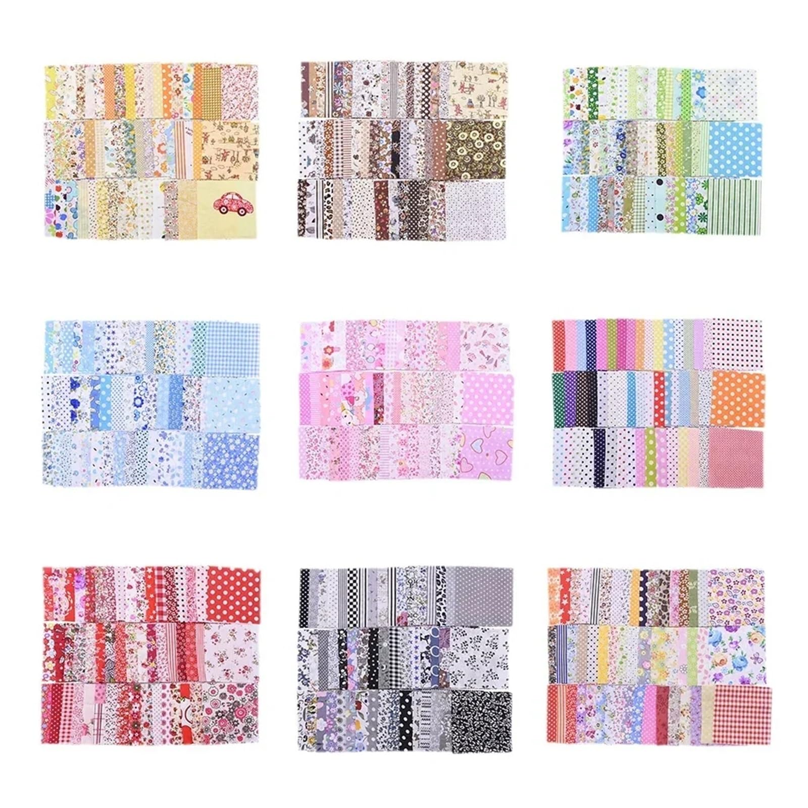 Patchwork Stoffe 50 Stück Packung quadratischer mehrfarbig bedruckter Baumwollstoff for Nähen von Quilt-Stoffen