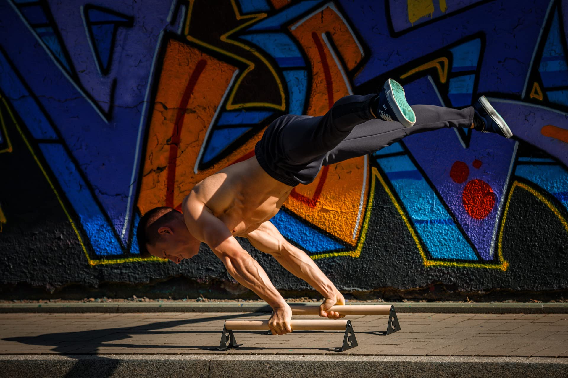 Liegestützgriffe Handstand Griffe Calisthenics Minibarren Fitness Liegestütze Griff Parallettes Höhenverstellbar Holz und Stahl Push Up Bars S, M, L