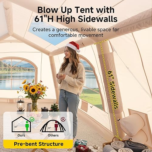 Miniatura 2 de Tiendas inflables inflables para acampar, tienda impermeable Oxford caliente con bomba manual, amplia y fácil instalación inflable tienda de campaña