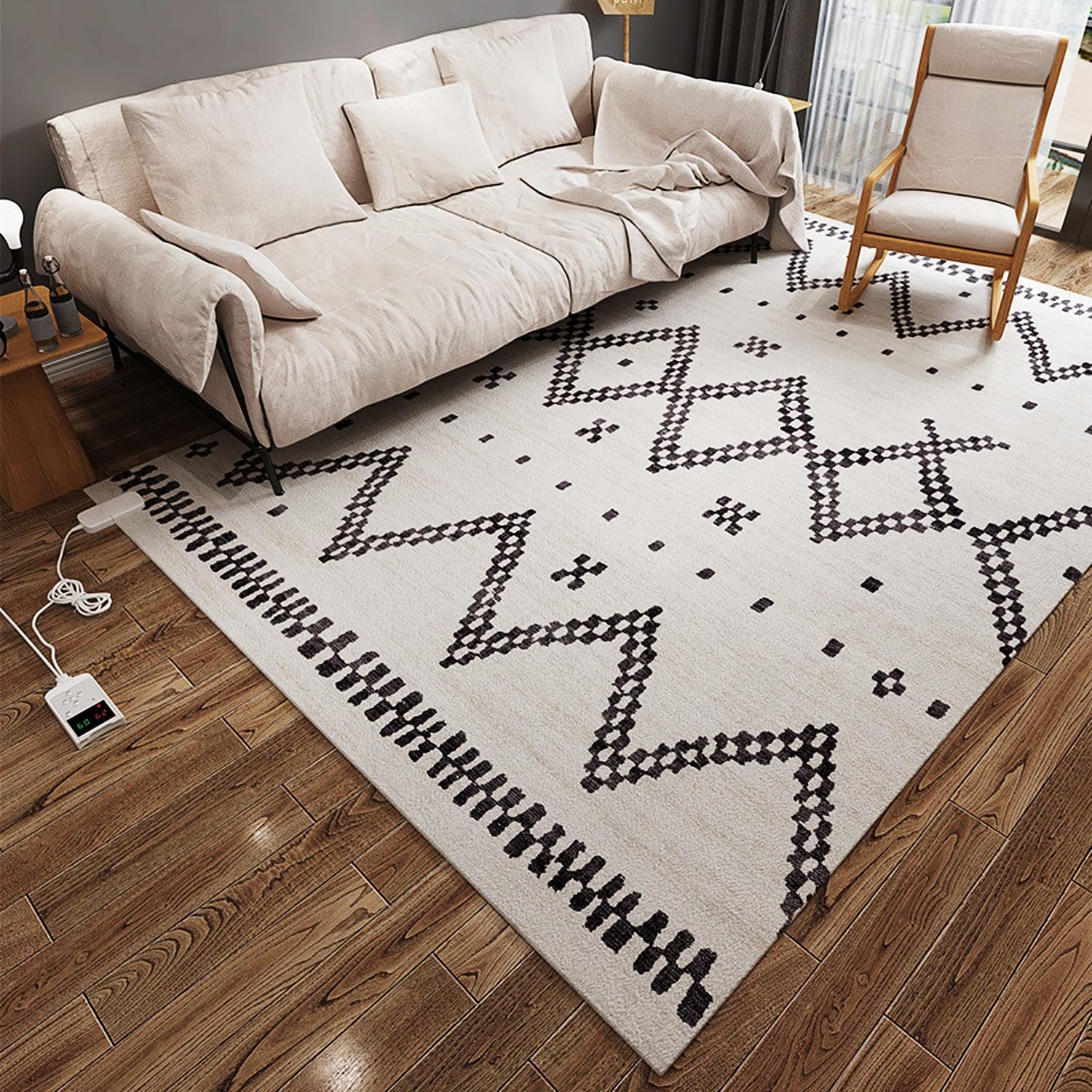 Alfombra eléctrica, tapete calefactable para el suelo, almohadilla calefactora eléctrica, calentadores de pies calefactados para el hogar, calentador eléctrico portátil(H,55x90cm)