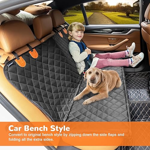 Miniatura 4 de URPOWER Funda para Asiento de Auto para Perros, 100% Impermeable Asiento para Mascotas, Hamaca 600D, Resistente a Arañazos, Antideslizante,