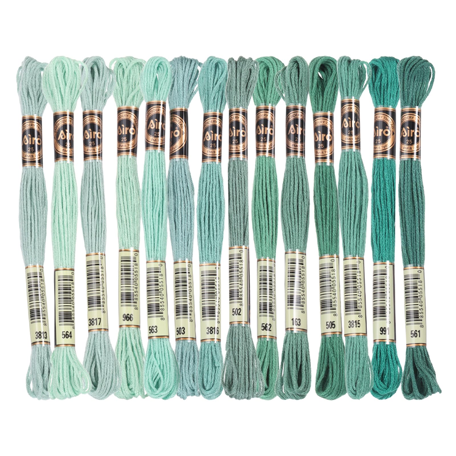 PATIKIL 14 Skeins Embroidery Floss, Polyester Embroidery Threads Bracelets String for Cross-Stitch Hand Embroidery, Multicolored Light Green — image 1