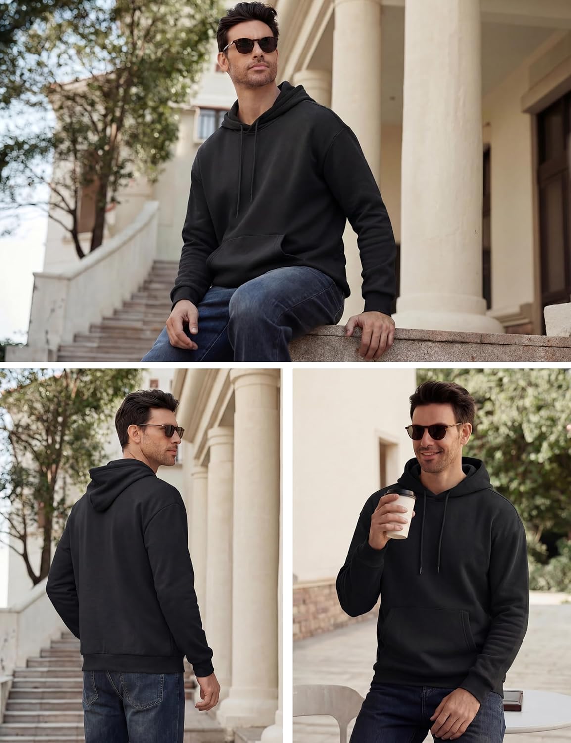 MAGCOMSEN Men's Hoodies Fleece Lined Sweatshirts Drawstring Casual Workout Midweight Pullover With Kangaroo Pocket - Image 3