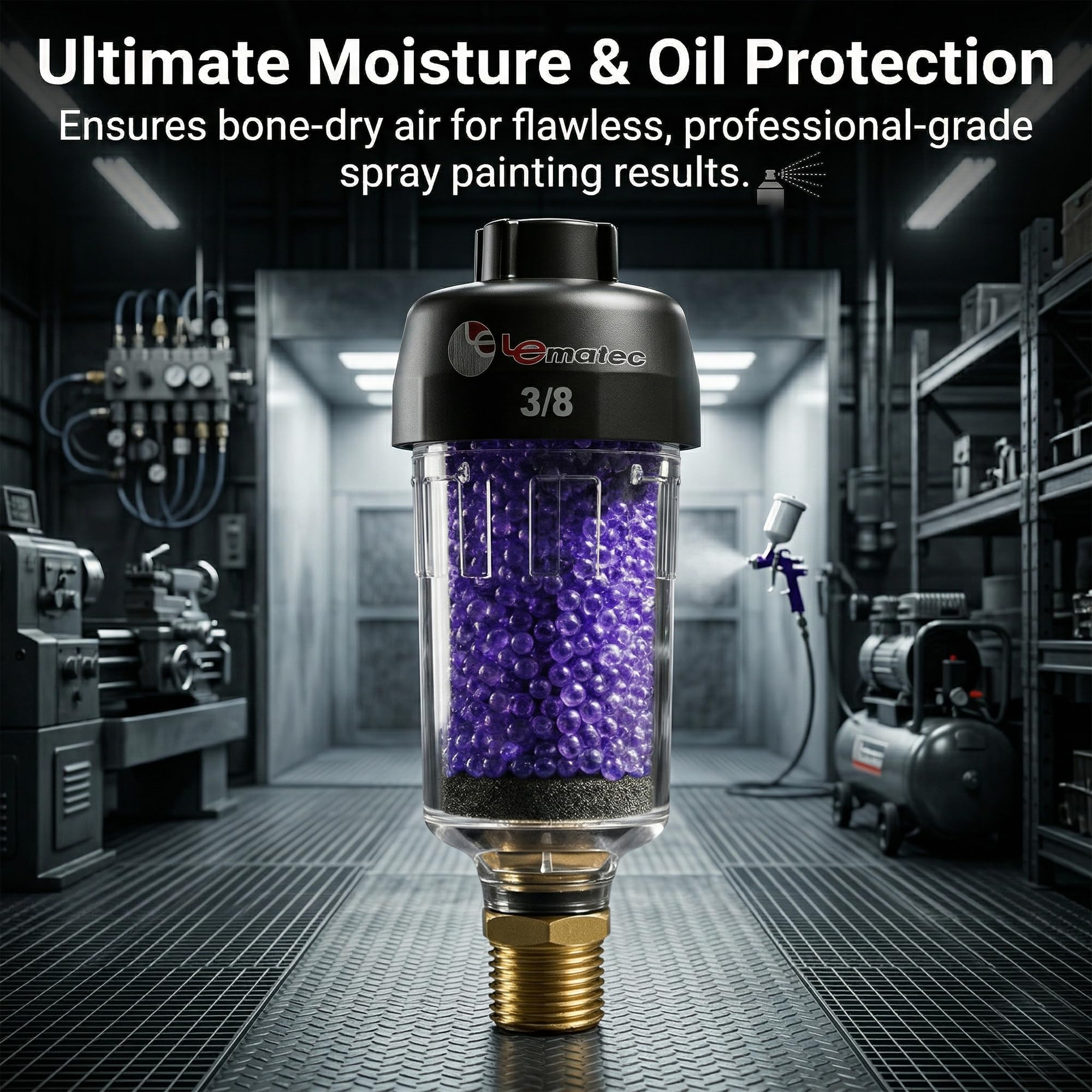 LE LEMATEC Compressed Air Dryer, Inline Desiccant Moisture Filter 3/8" — Amazon image 2