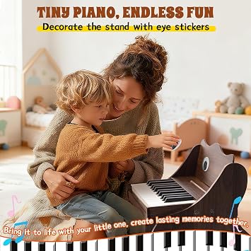 AiJoy 25 Keys Wooden Kids Piano Keyboard for Toddlers & Kids | Adjustable Volume, Includes Colorful Stickers, Eye Stickers & Song Book, Educational Musical Instrument Gift for Girls Boys