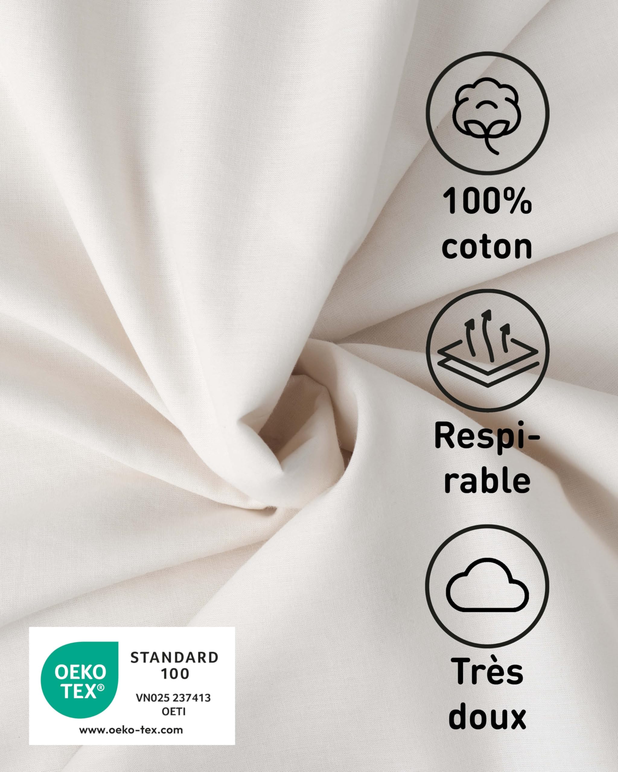 Fit-Flip Drap de Sac de Couchage Coton Microfibre 1 Personne Léger Voyage