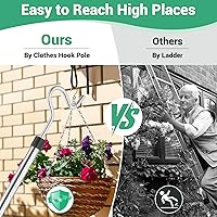 Vista 4 de Greeily Poste de gancho para ropa, gancho de alto alcance para colgar ropa, luz y plantas extensibles de 35 a 50 pulgadas, hecho de tubo de acero