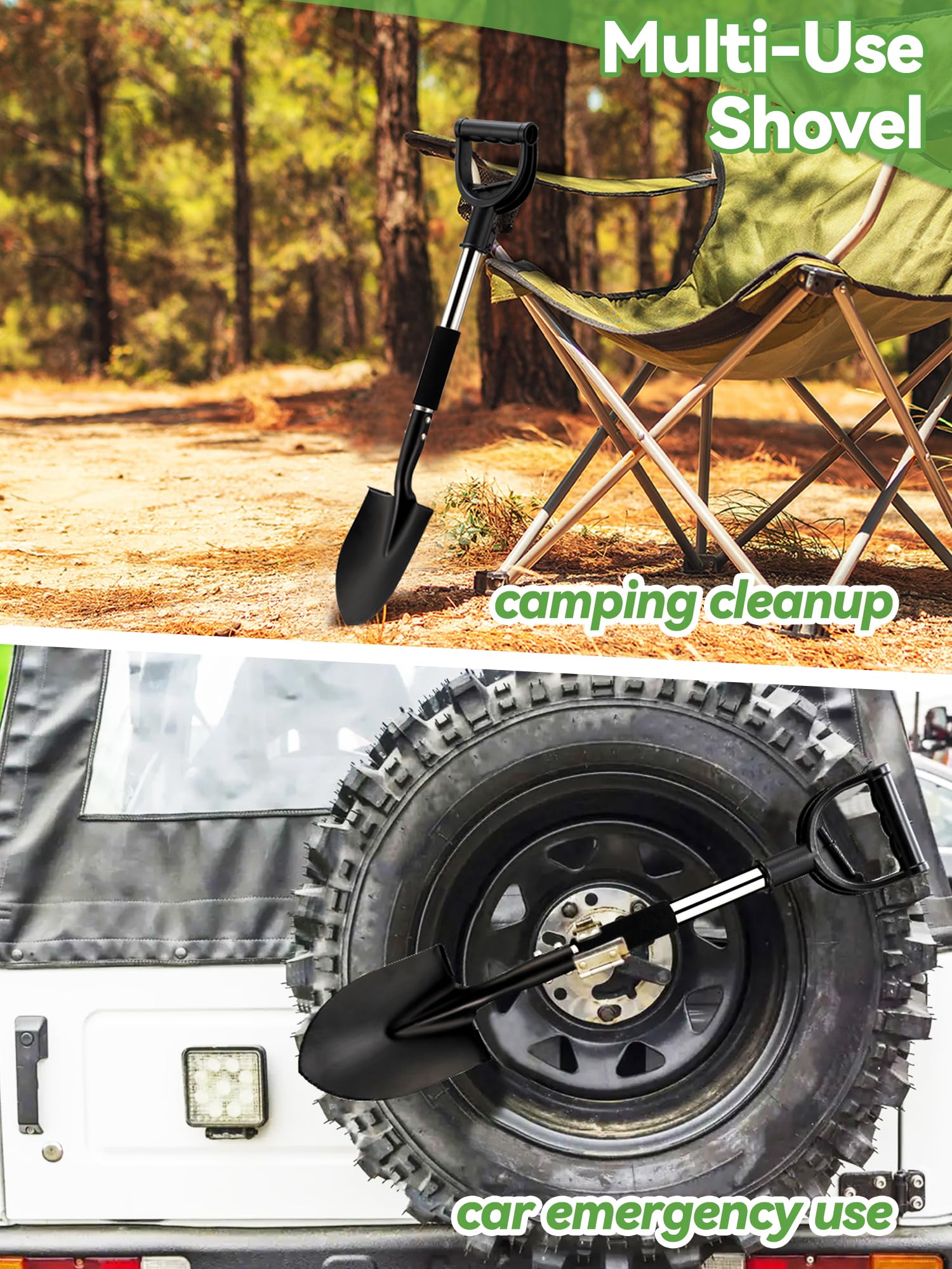 Pala Feblomst de 31 pulgadas para excavar, jardinería, camping y todoterreno. Pala de playa para niños con punta redonda, mango en D y agarre cómodo. Mini pala de jardín de metal resistente y