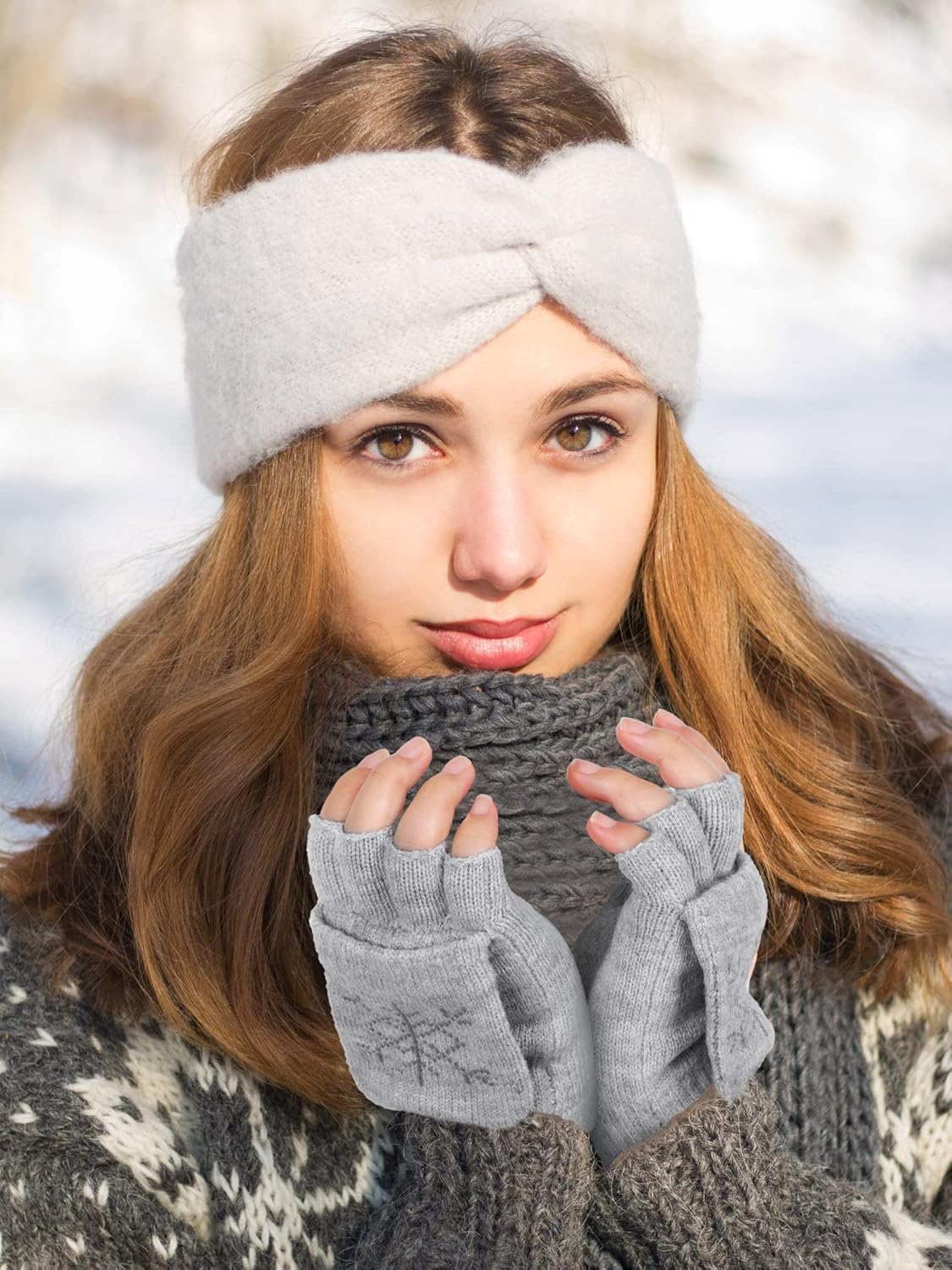 Bencailor 3 Pairs Winter Knitted Convertible Fingerless Gloves Knit Flip Fingerless Gloves with Fingers Cover for Women Men - Image 2