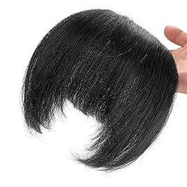 G&T Wig Yaki Clip in Bangs for Black Women Short Kinky Straight Bangs Hair Extensions Clip on Bangs with Temple Thick Bangs Fringe Hairpieces (1B,single bangs)