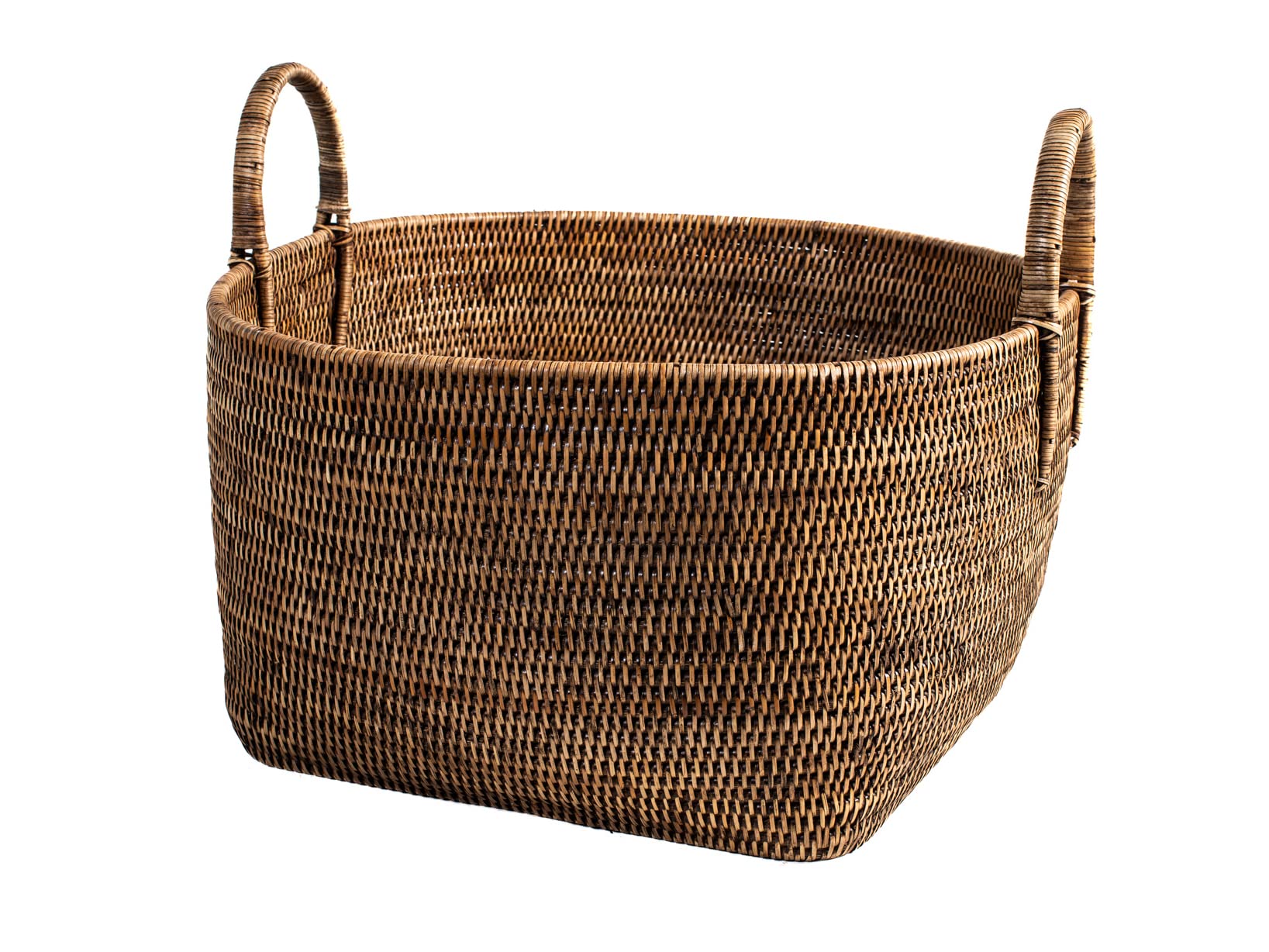 H&H Cesto in Rattan con Manici Tondo 49x28hcm
