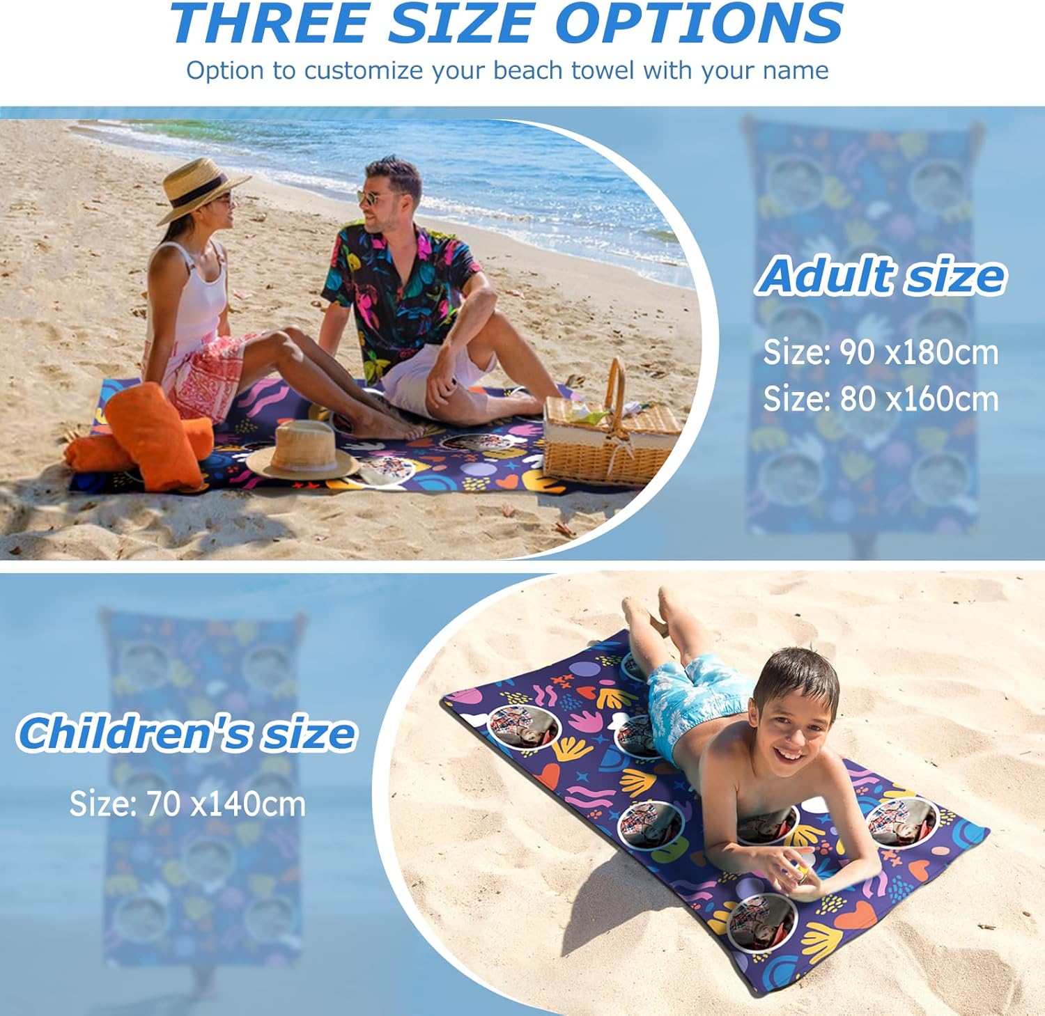 Personalized Beach Towel Microfiber Quick Dry Sand Free Beach Towel Bath Towel Swimming Towel Beach Mat for Travel Camping Swimming Pool Yoga Gym (Style 7)