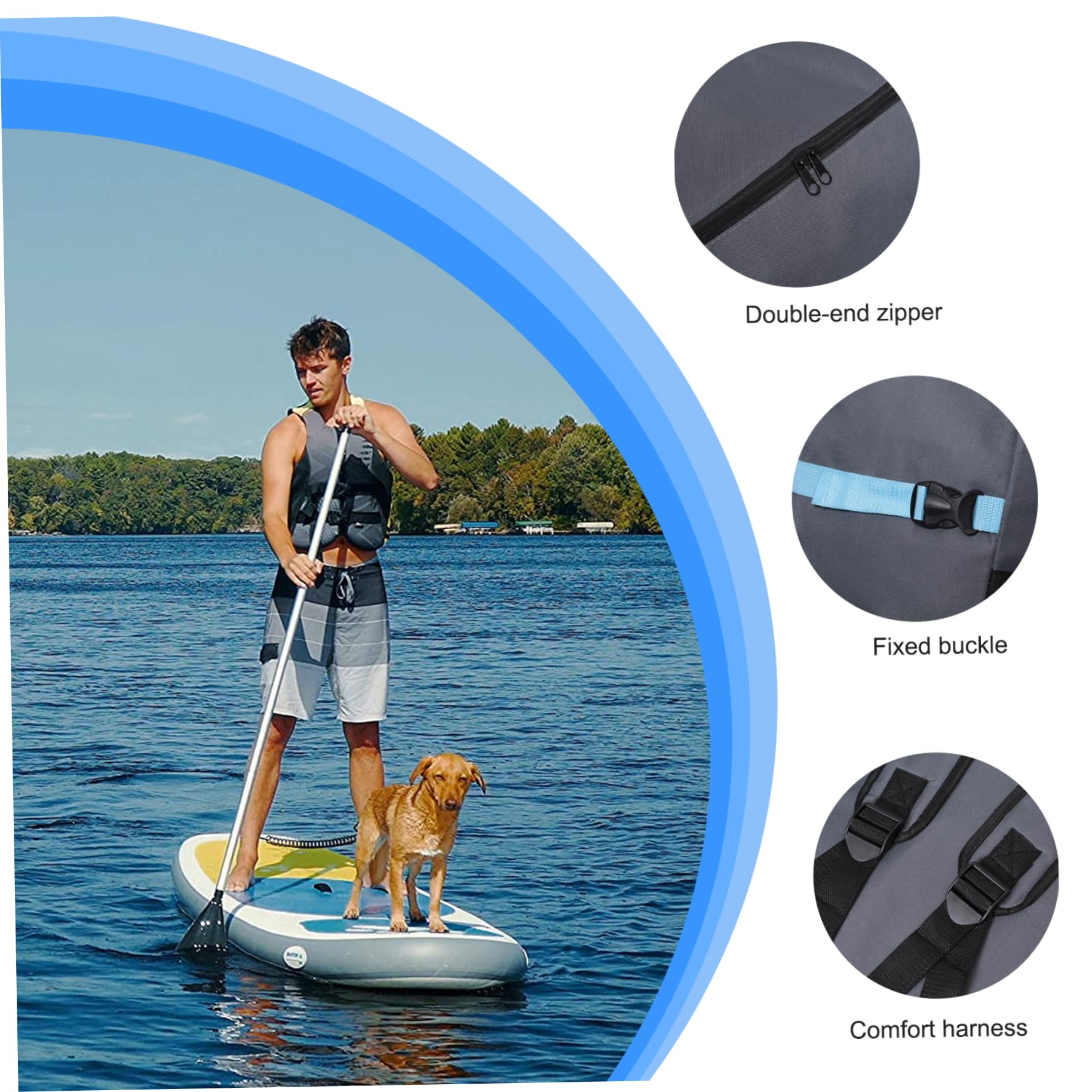 Sac à pagaie, 35.4x17.3x9.5 poulche à Dos Paddle Bosses à Paddle avec poignée, Sac paddard Gonflable imperméable, Sac de Surf, Sac de Voyage pour Les Sports Nautiques extérieurs