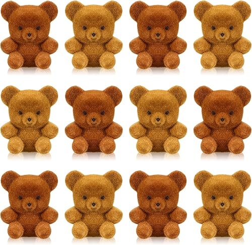Deekin 36 piezas de oso pequeño flocado de peluche en miniatura a granel de 1 pulgada para decoración de baby shower, fiesta de cumpleaños, bolsa