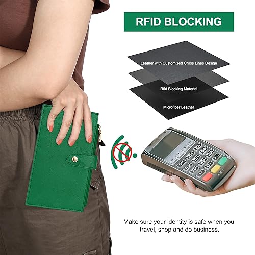 Miniatura 4 de Travelambo - Cartera con protección por interferencia de radiofrecuencia, para mujer, tamaño grande, plegable, para varias tarjetas, con cierre,