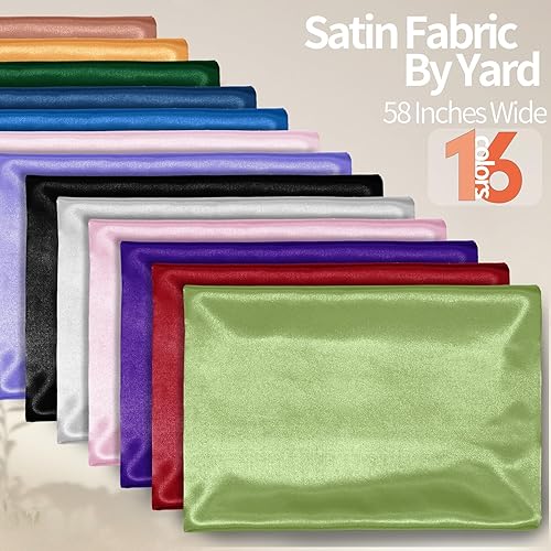 Miniatura 10 de Homiest Burgundy Satin Fabric by The Yard, 1 Yard x 58 Inch Charmeuse Satin Fabric Silky & Shiny Cloth Fabric, Smooth Bridal Satin Fabric for