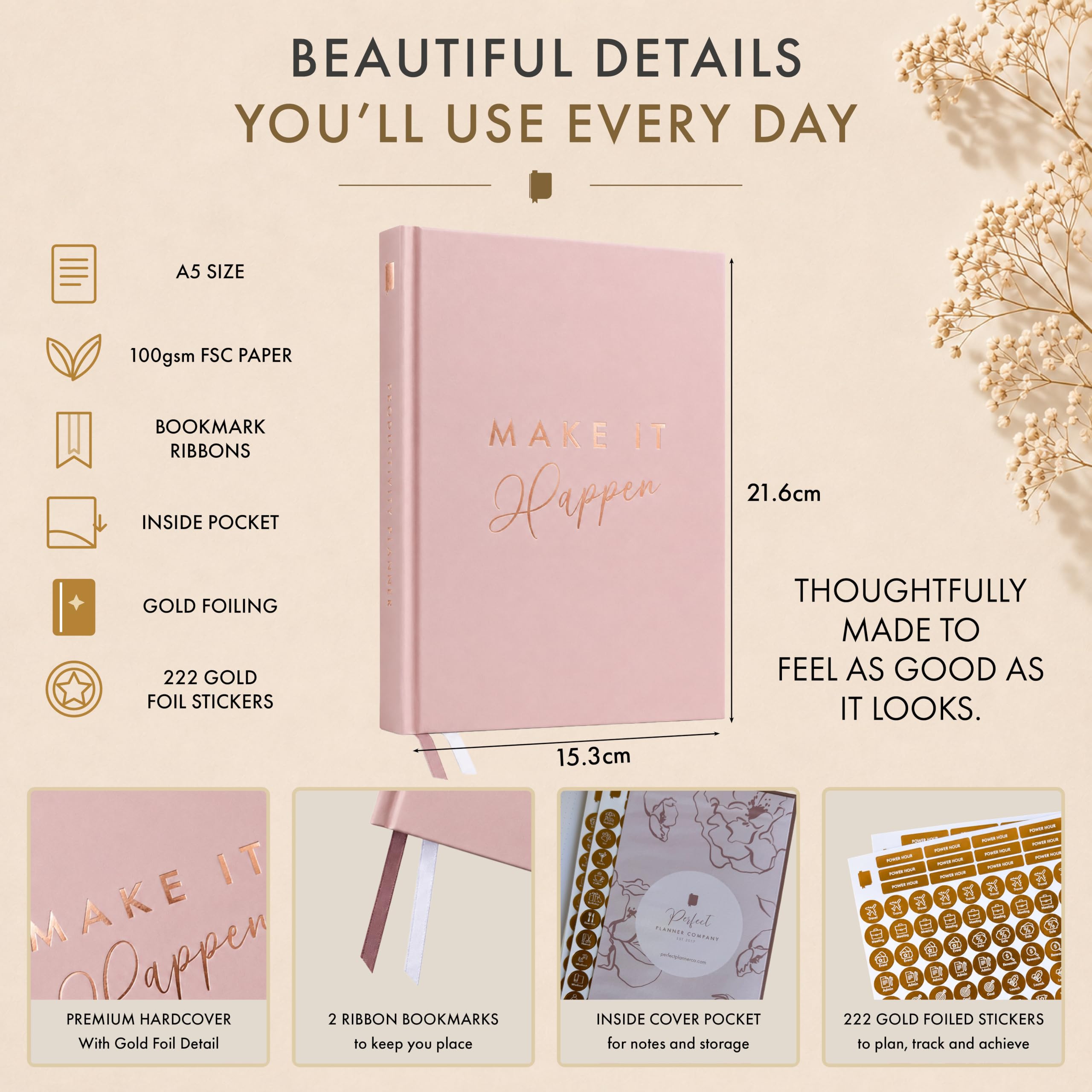 Perfect Planner Company Planificateur de productivité 90 jours non daté