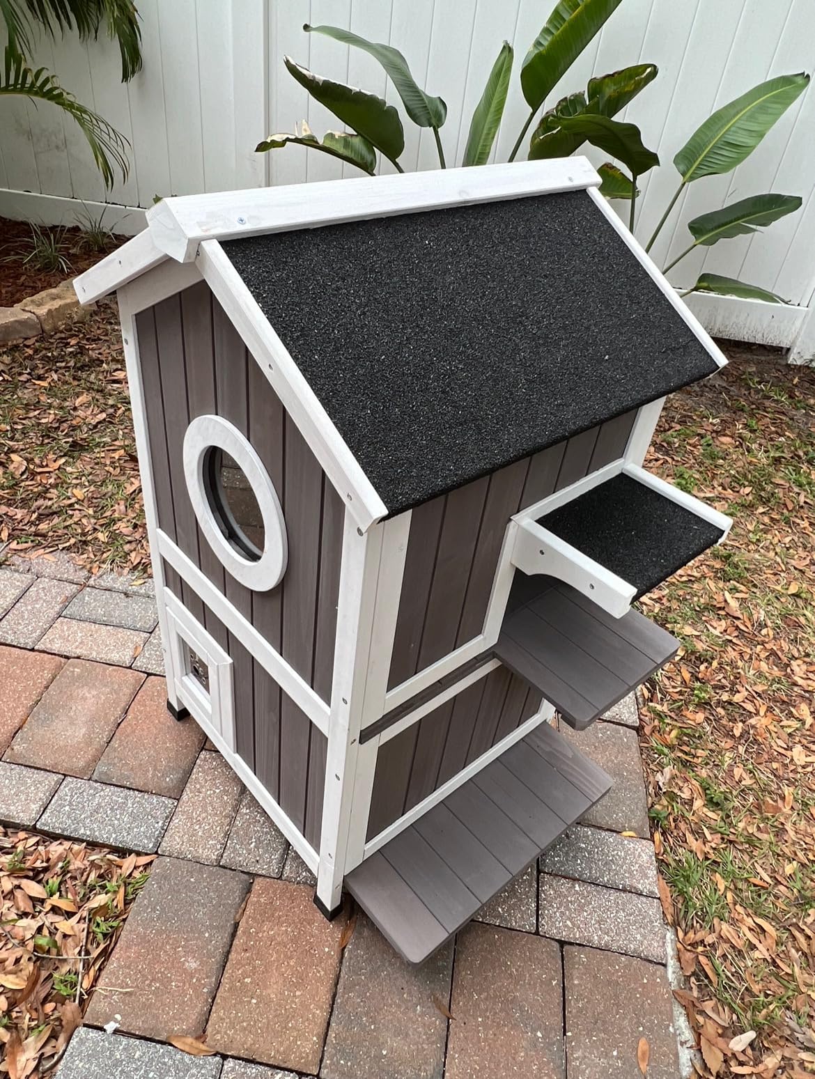Luyitton 2 Story Cat House for Outdoor Cats with Waterproof Openable Roof, Removable Floors