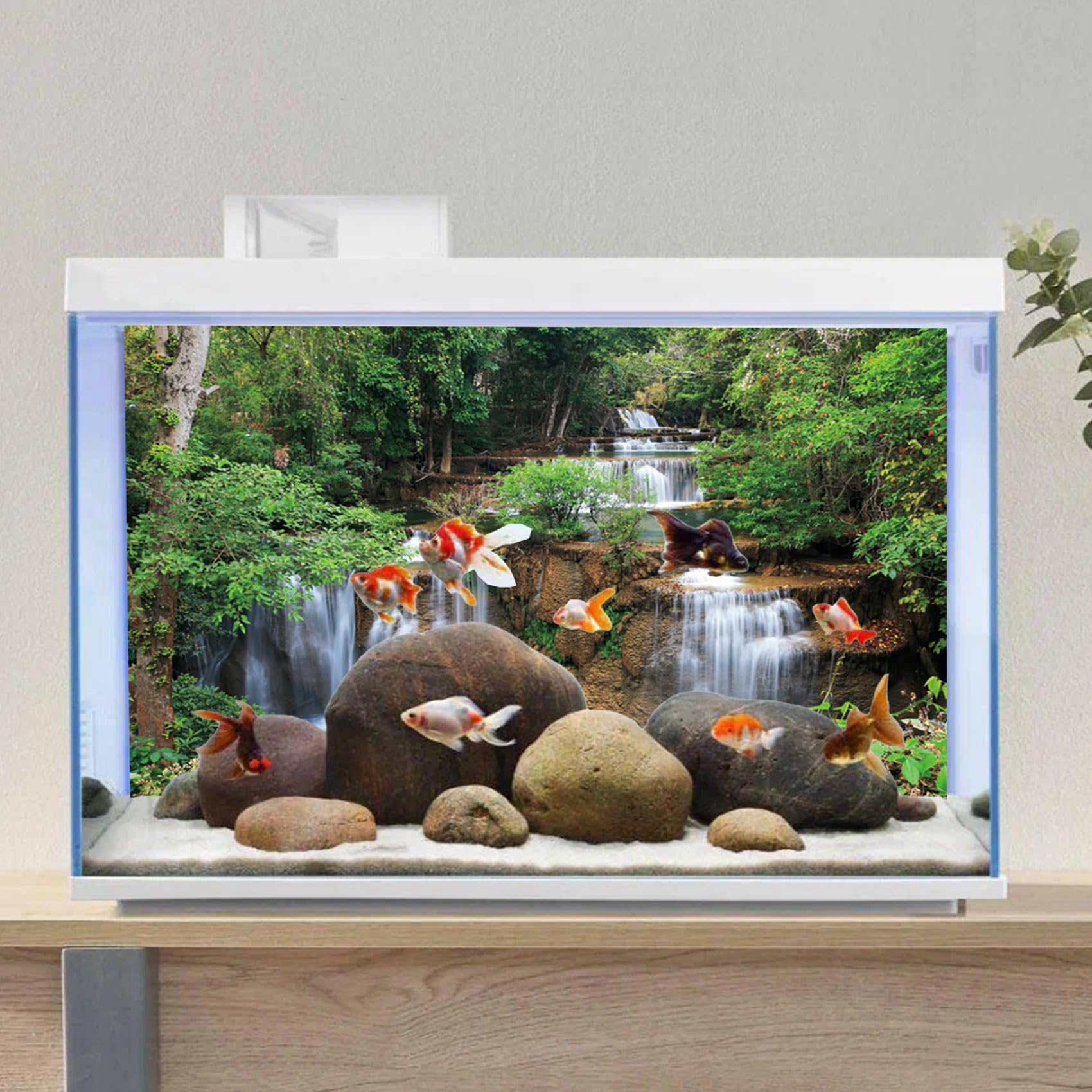 120x46cm Cascata Terrario Sfondo Foresta pluviale Acquario Sfondo Piante Tropicali Albero Verde Rettile Habitat Sfondo Vinile Durevole Sfondo