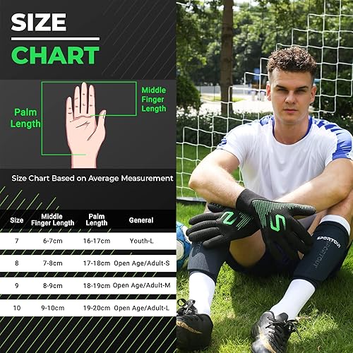 Miniatura 6 de WVVOU Guantes de portero guantes de portero guantes de fútbol guantes de portero de fútbol transpirables corte negativo látex de 0157in para jóvenes