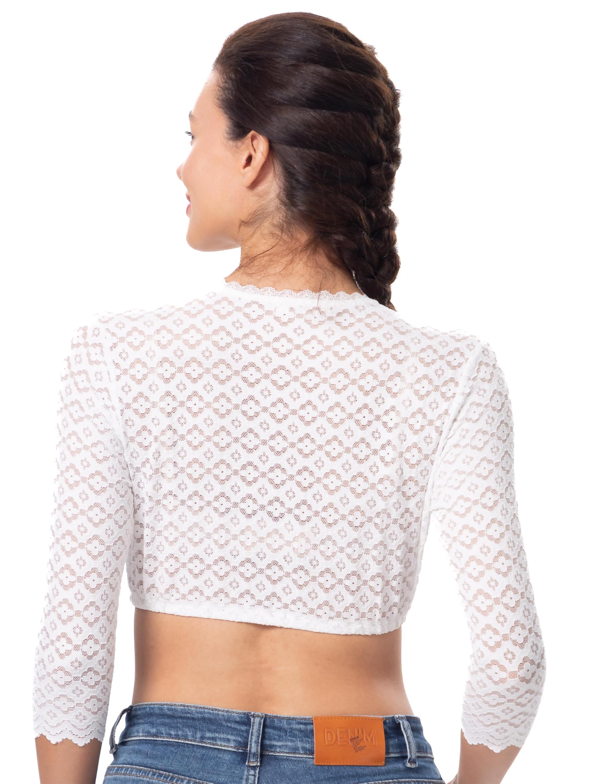 Elegante Trachtenmode Damen Trachtenbluse Button-Down-Kragen