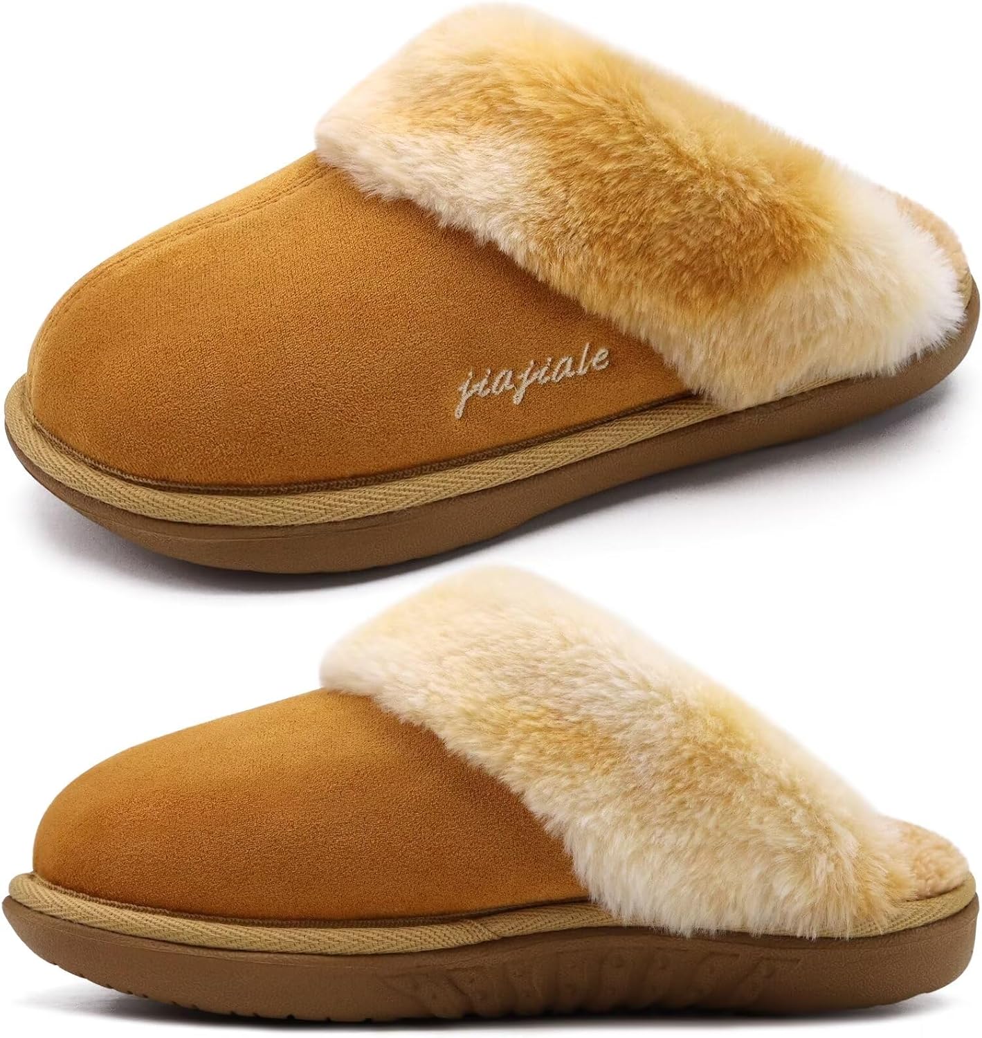 jiajiale Pantoffels voor dames, gezellig, warm, pluizig, instappers, zachte traagschuim, schoenen met harde rubberen zool, voor binnen en buiten, Grijs, 40 EU