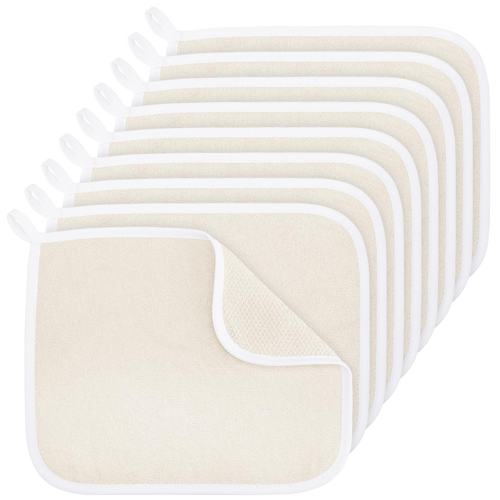 ZhouBoat 9 Pcs Nylon Exfoliating Wash Cloths Set Soft Dual Sided Body Face Towels Kitchen Dish Scrubber Reusable Bath Spa Towel for Women Men Travel 8.7 x 10.2 Inch