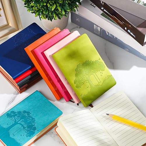 Miniatura 7 de 24 cuadernos de piel sintética a granel coloridos con forro de vida de árbol, cuaderno de cuero sintético suave, cuaderno de escritura a rayas para