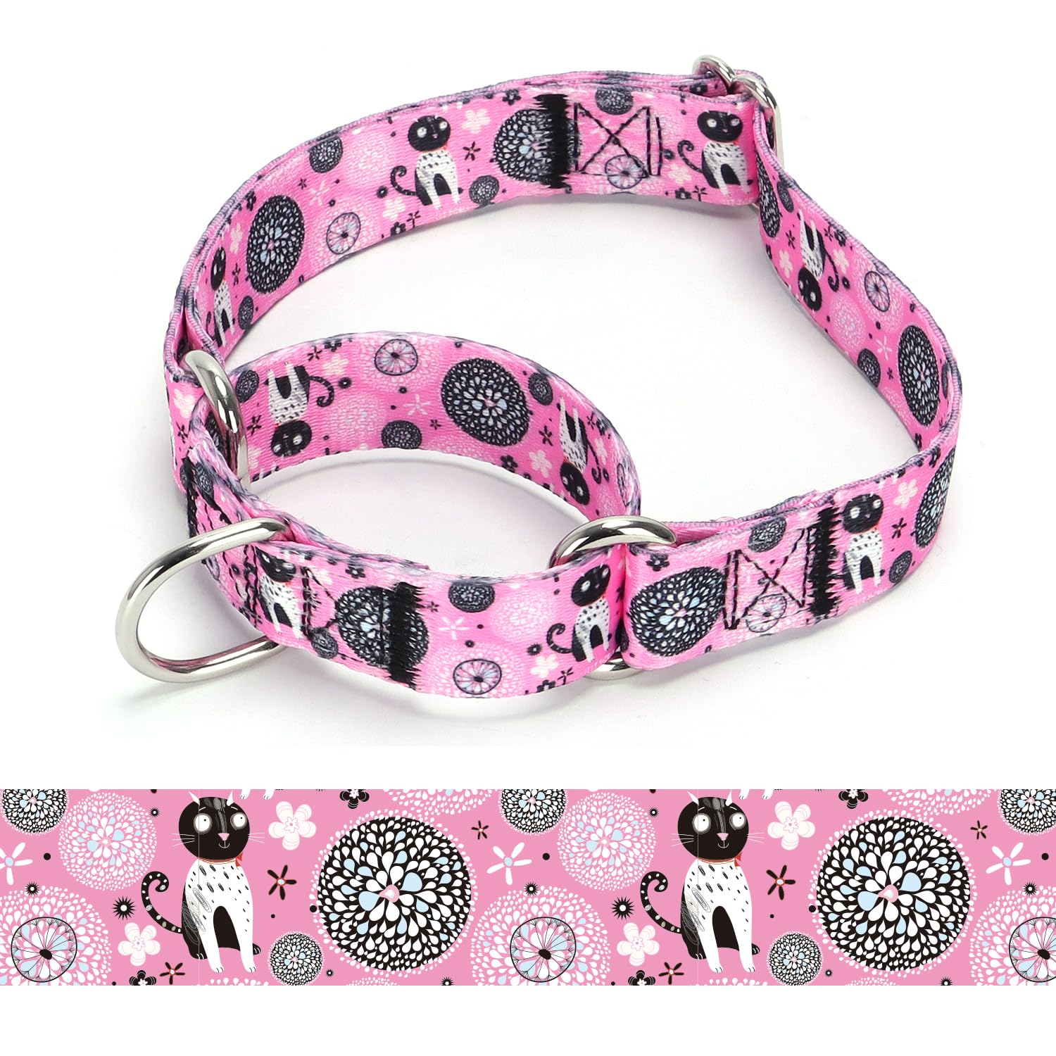 haoyueer Heavy Duty Nylon Adjustable Martingale Dog Collar for Walking Training Boy and Girl Dogs (A85NO1, L:45-53CM)