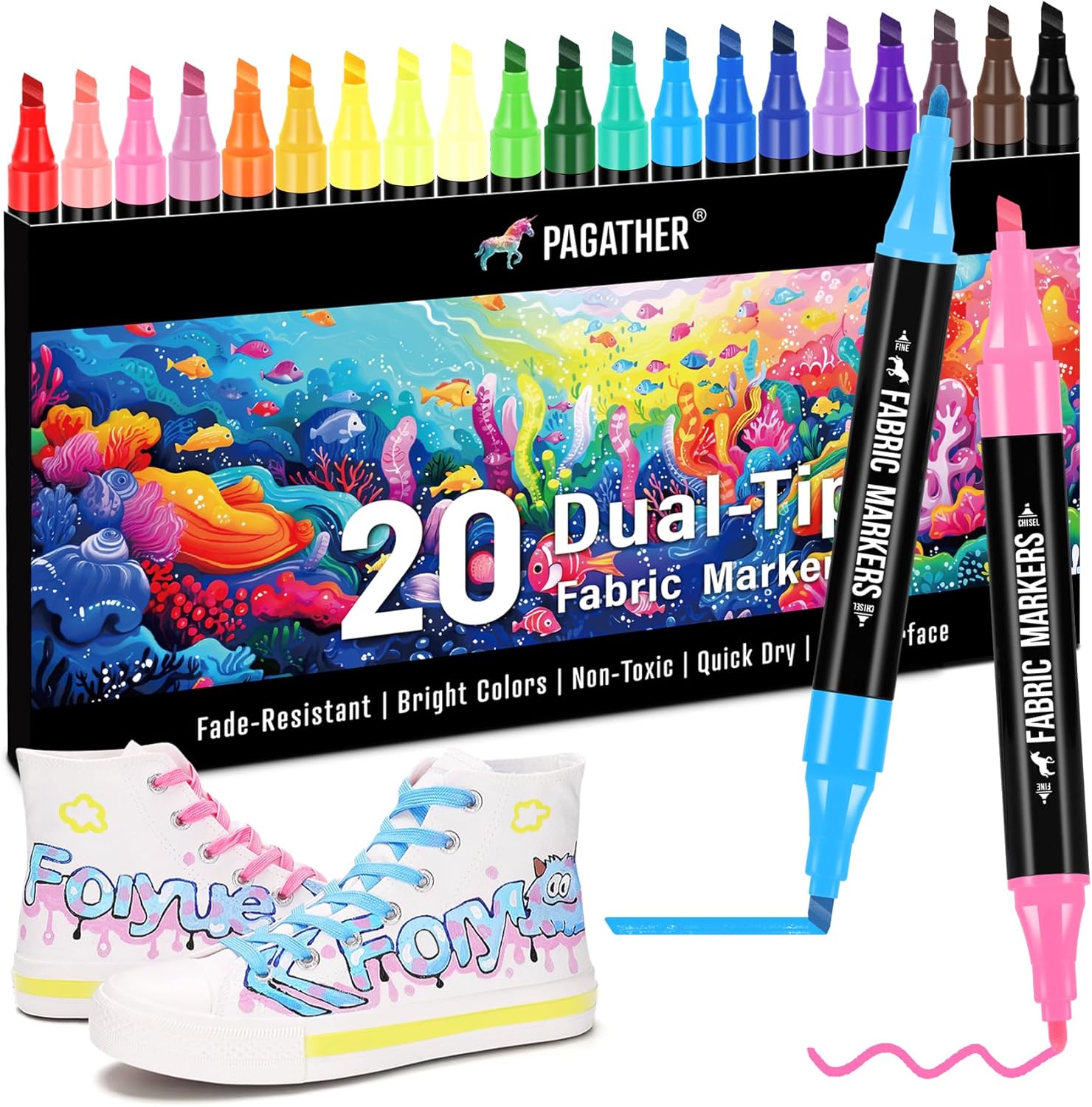 Pagather 20 Dual-Tip Fabric Markers